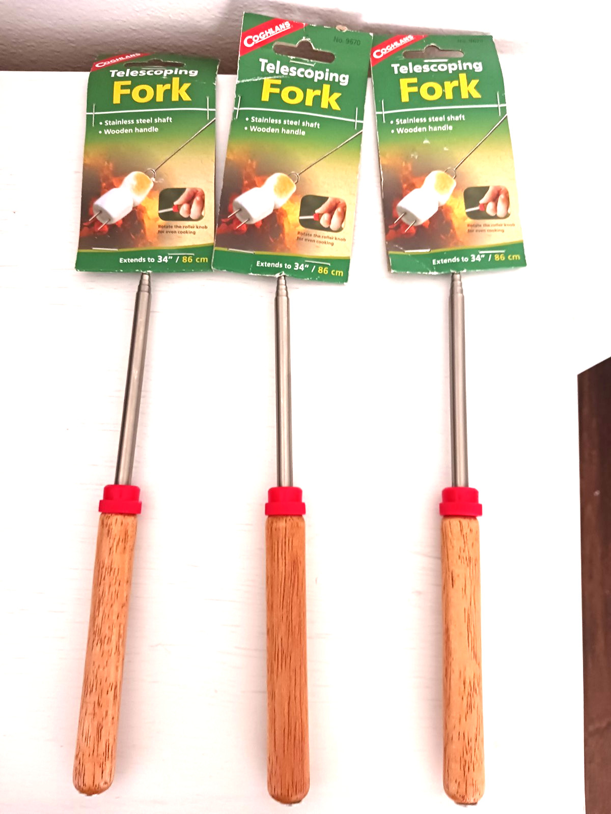 Coghlans Telescopic Roasting Forks Lot Of 3 New Extends 34" Hot Dog- Marshmallow