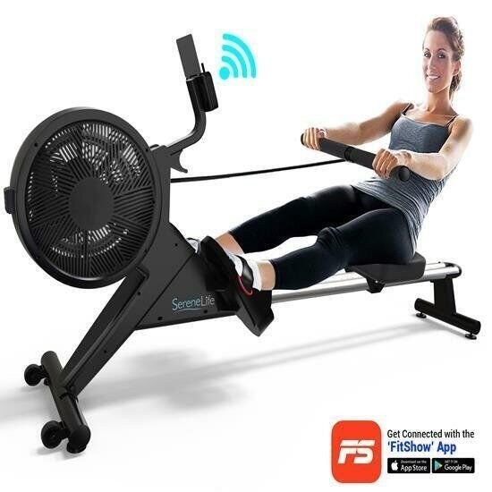 SereneLife Smart Exercise Rowing Machine Magnetic 16 Levels of Resistance