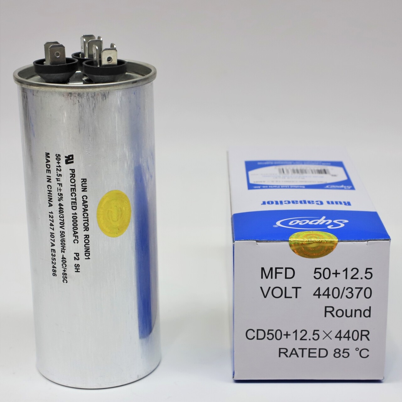 Supco CD50+12.5X440R HVAC Motor Round Dual Run Capacitor 50 + 12.5 MFD 440 Volts