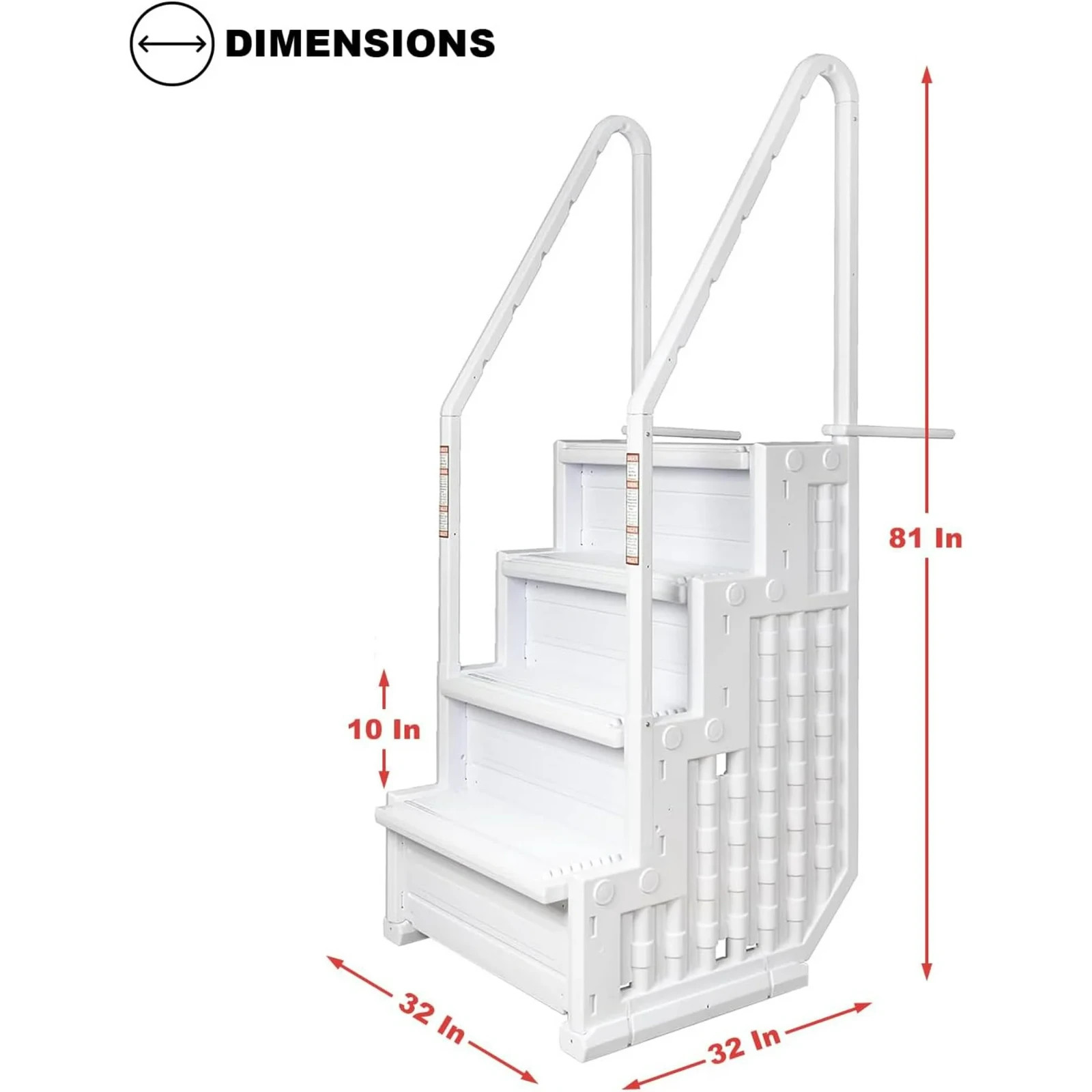 Poolzilla Premium Pool Step Ladder for Above Ground Pools - Deck Mounted Steps