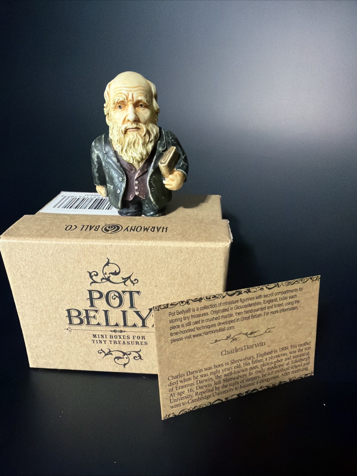 Charles Darwin Pot Belly Harmony Kingdom Retired Figurine w Box Scientist
