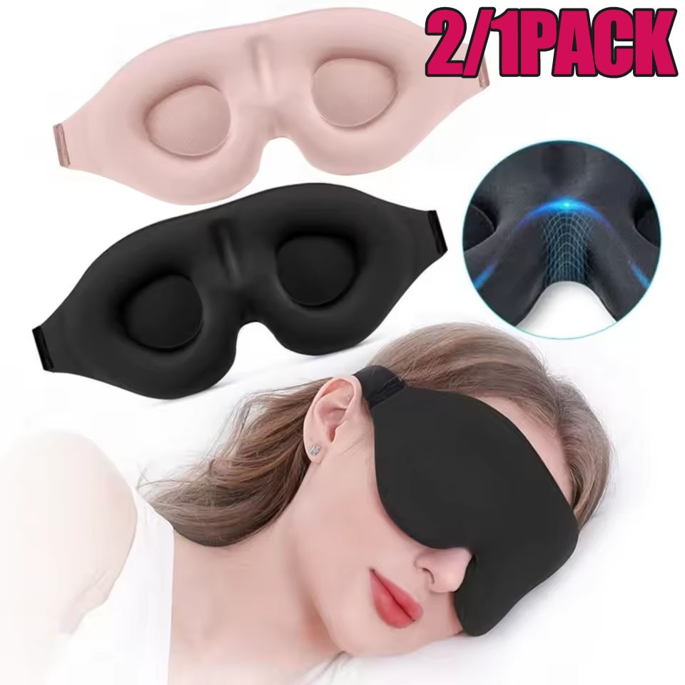 2/1 Pack Travel 3D Eye Mask Sleep Soft Padded Shade Cover Rest Relax Blindfold