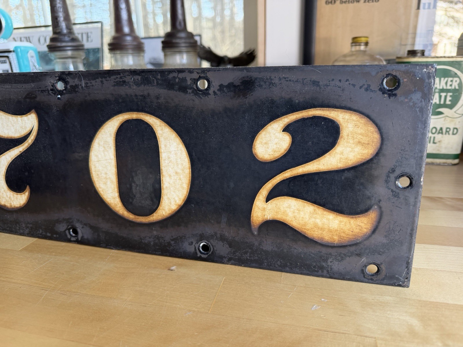 Original Porcelain New York Train Car Number Sign 5702