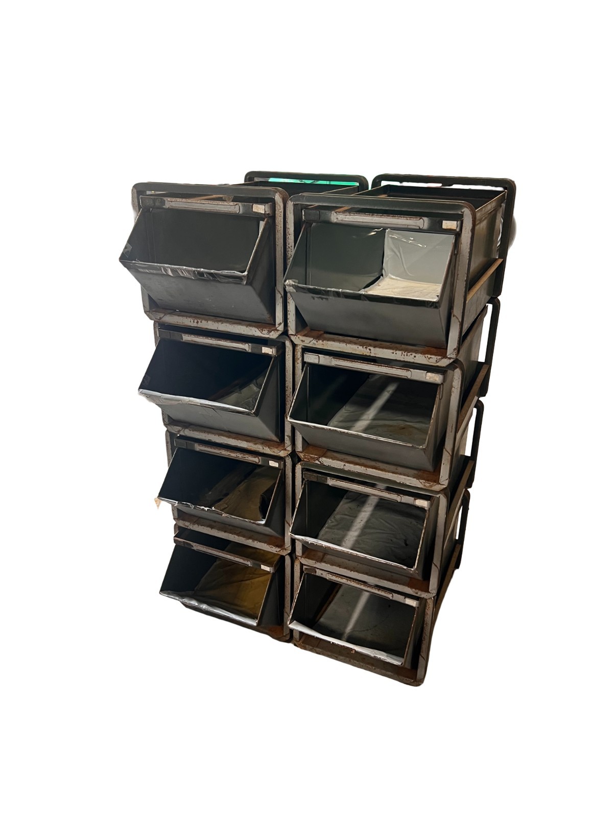 Steel Storage Drawers w/Stackable Frame Old Green L:20" x W:10" x H:8.5"