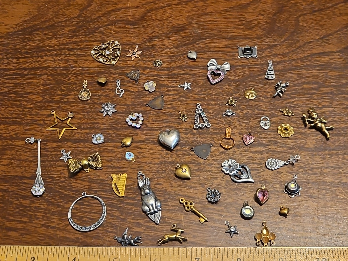 Lot Of 50 Mixed Parts Pcs France Vintage 60s Brass Stampings Findings Jewelry 24