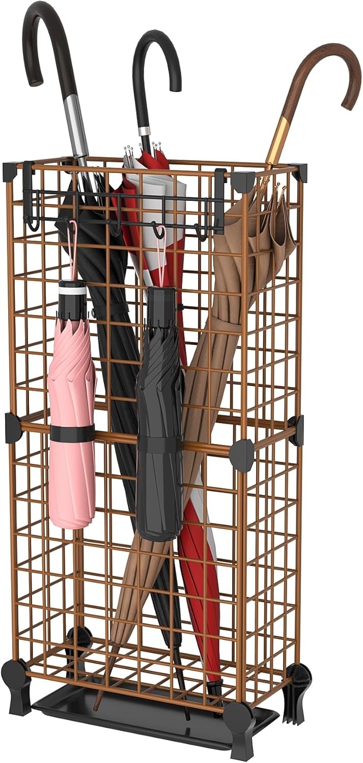 AWTATOS Umbrella Holder Entryway, Umbrella Stand Freestanding, Metal Square Umbr
