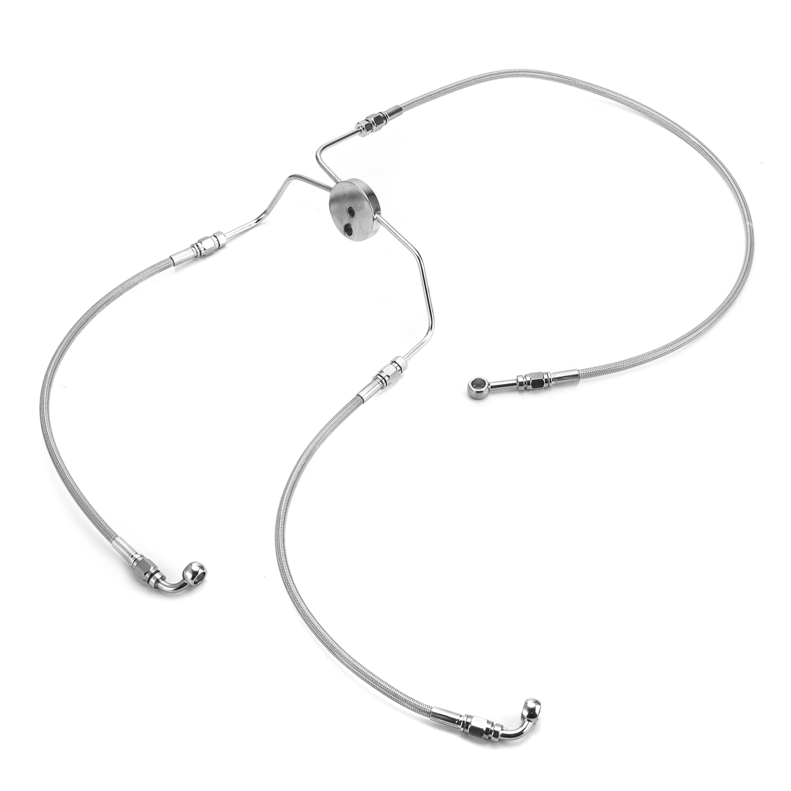 10"-12" Handlebar Braided Brake Line Kit For Harley Road King FLHR FLHRC Non-ABS