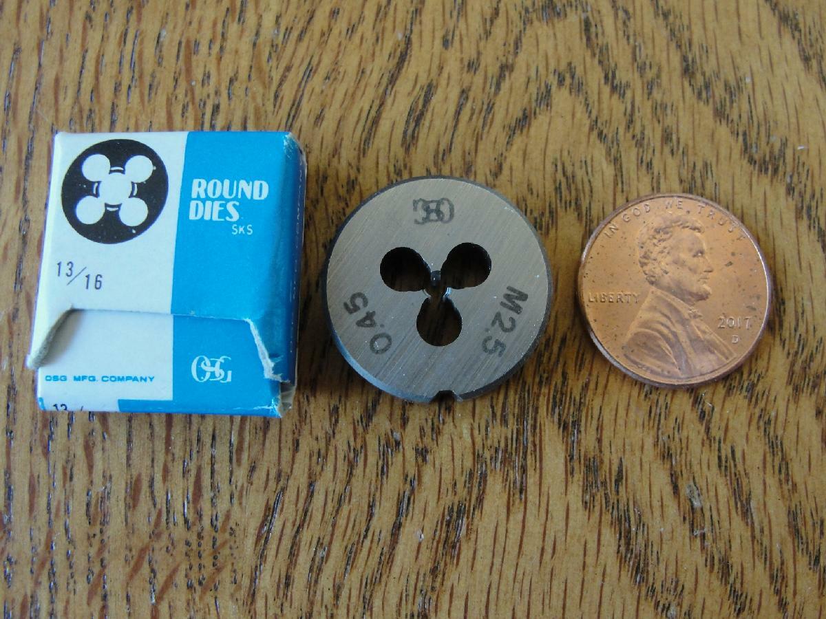 OSG M2.5 x 0.45 13/16" Round Die High Speed Steel Made In Japan