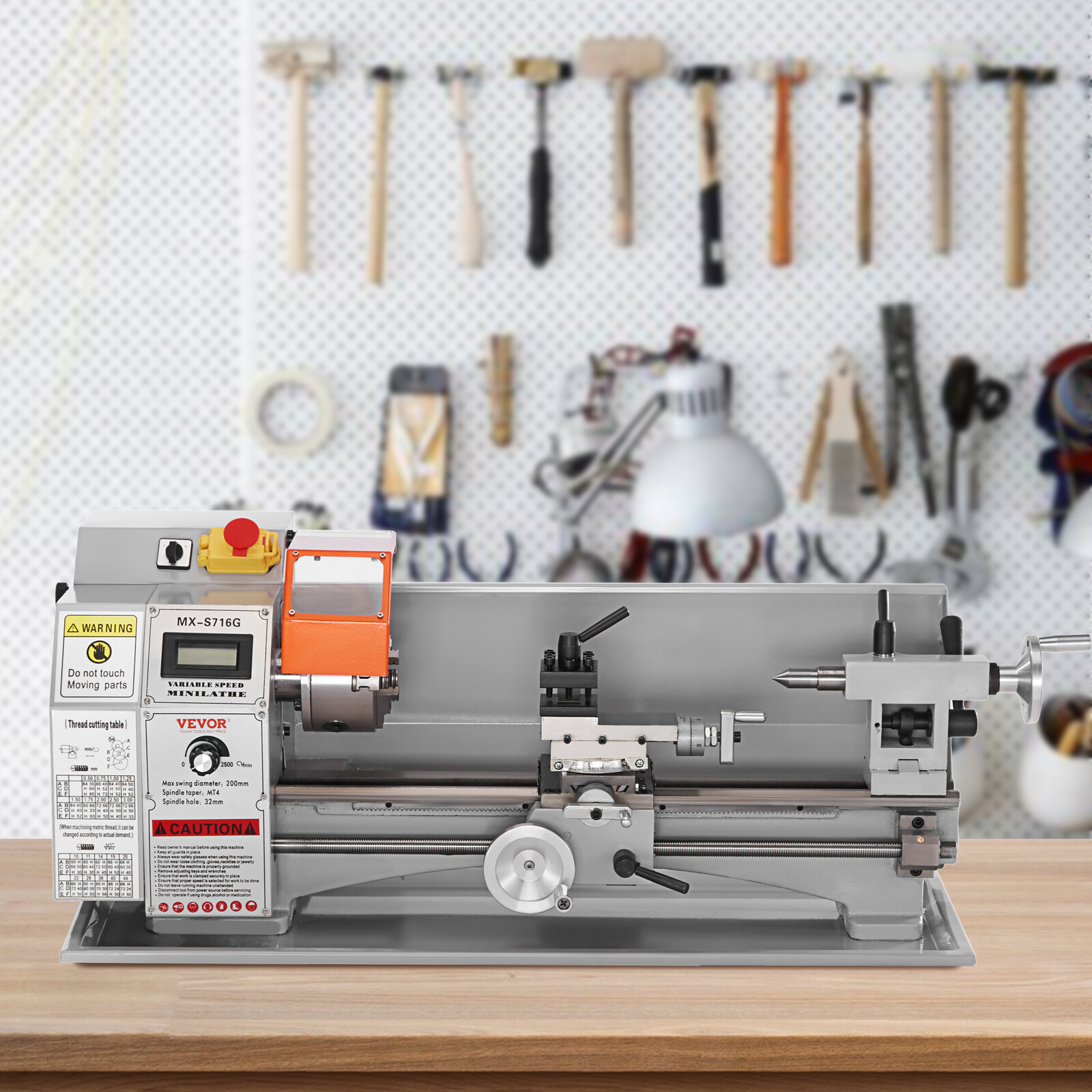 VEVOR Metal Lathe Power Metal Lathe 7''x16'' 150-2500 RPM Continuously Variable