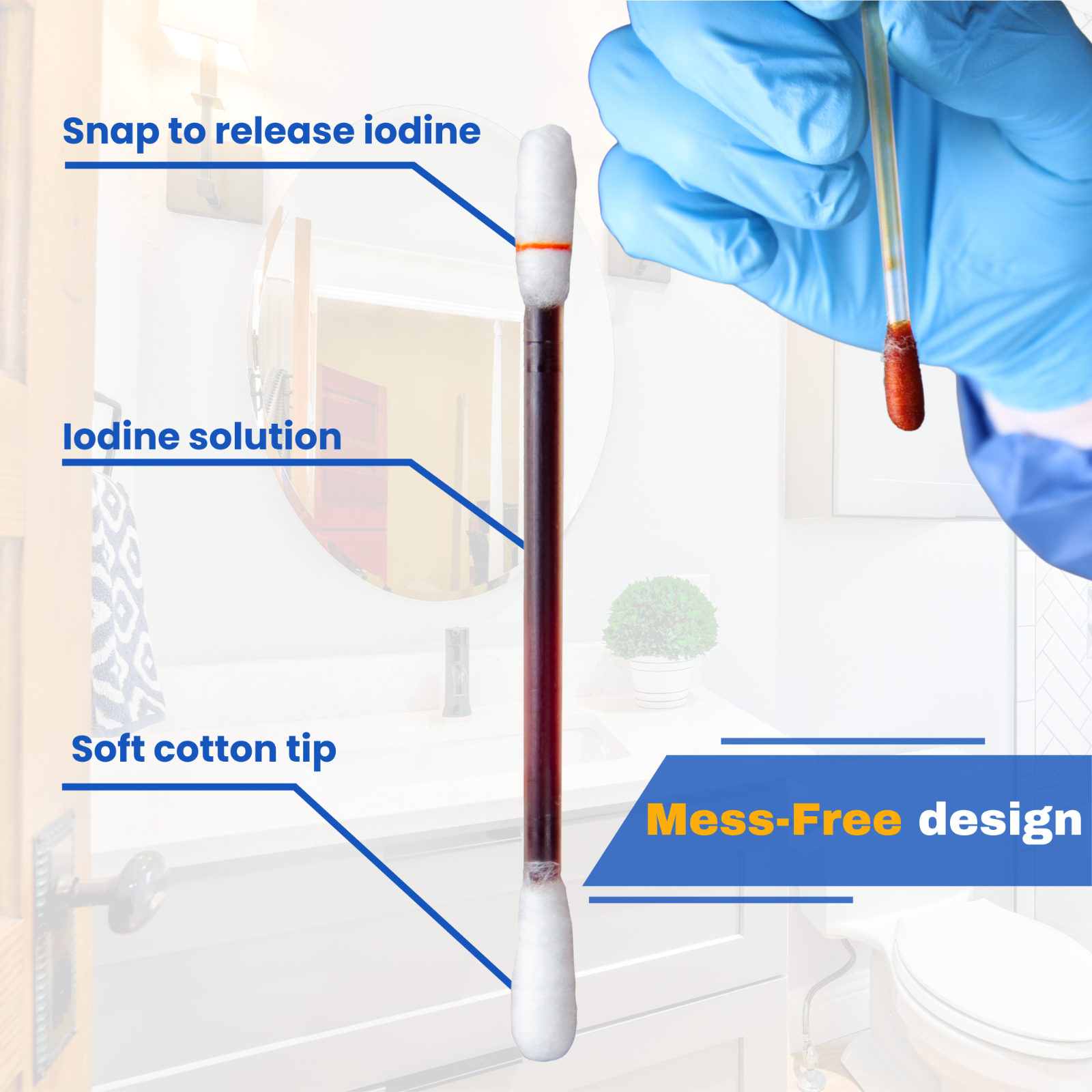 Povidone Iodine Swabs Antiseptic Swabsticks Iodine Solution Wound Cleansing