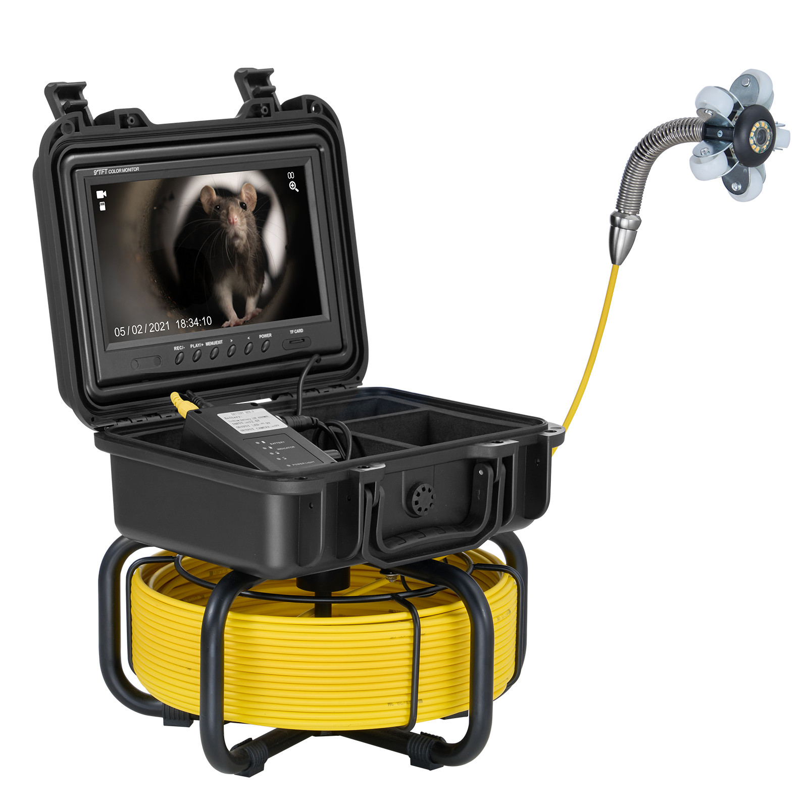VEVOR Sewer Camera 165ft/50m Self-Leveling Drain Camera with 9" Screen 36X Zoom