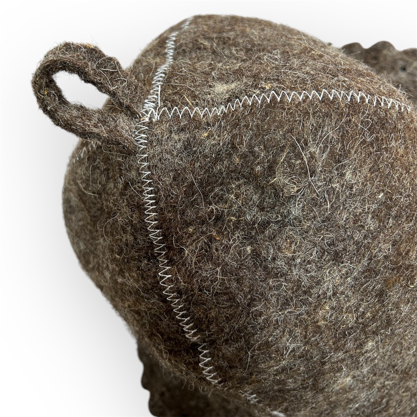 Wool Sauna Hat for Steam Bath Traditional Bell-Shaped Brown Protection Hat