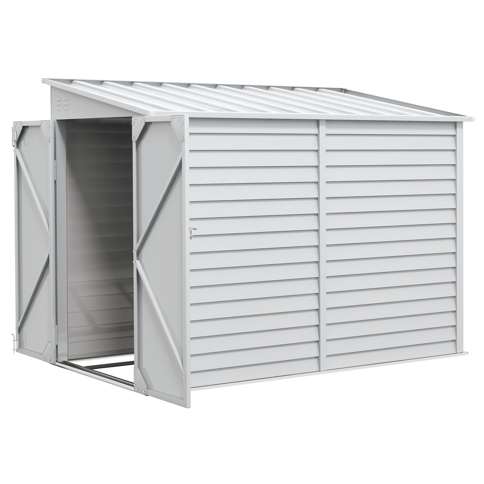 Outdoor Storage Shed Lean to Shed with Foundation Lockable Doors for Patio Lawn