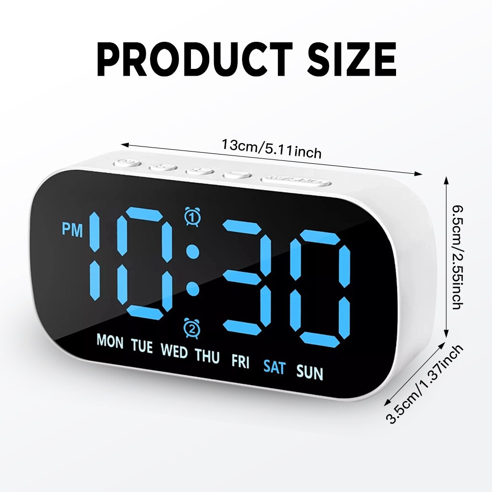 Electric Digital Alarm Clock LED Large Display Battery Backup Snooze Dual Alarm