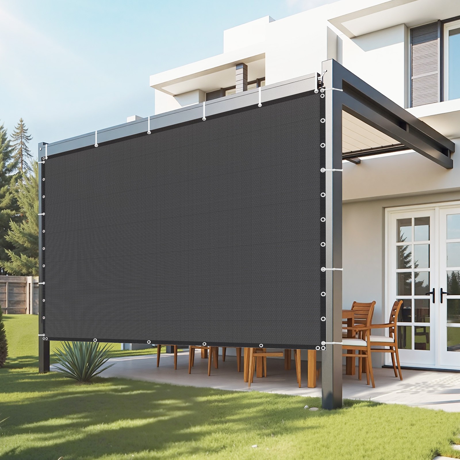 VEVOR 90% Sun Shade Cloth Privacy Screen 10 x 10 ft for Patio Garden (Black)