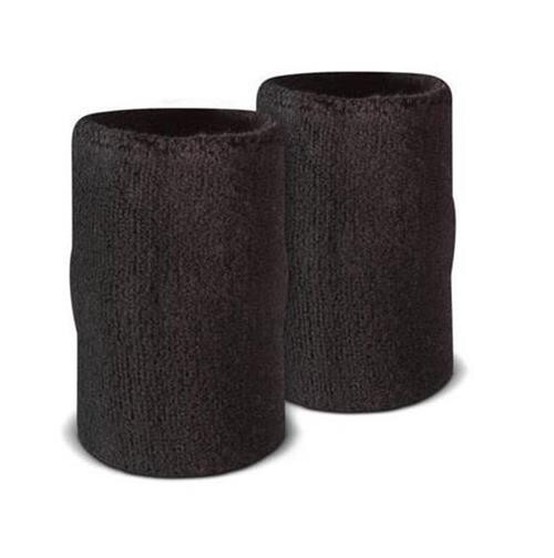 Solid Black Doublewide Tennis Wristbands Sweatbands Basketball 5" L x 3" Wide