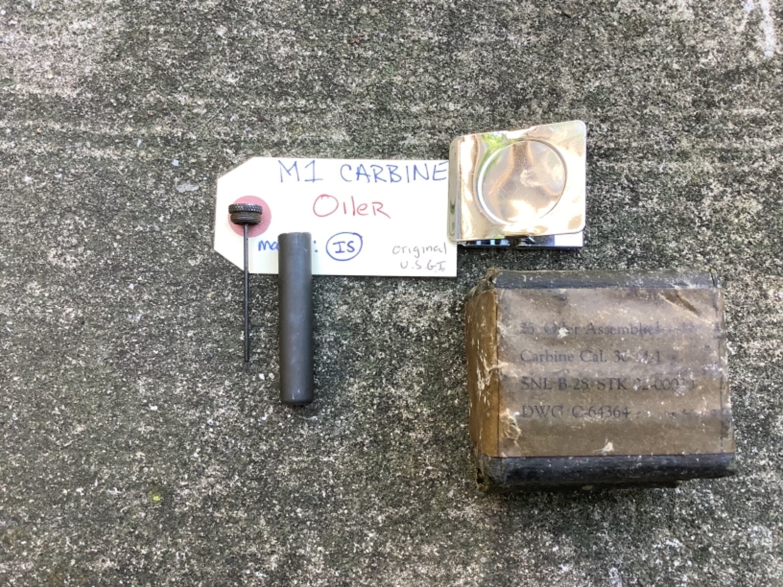 Original WW2 USGI M1 Carbine Oiler for Retaining Sling marked IS NOS