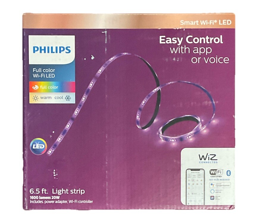 Philips 6.5ft Smart LED Light Strip 20W Tunable, Wi-Fi Full Color, 1600 Lumens