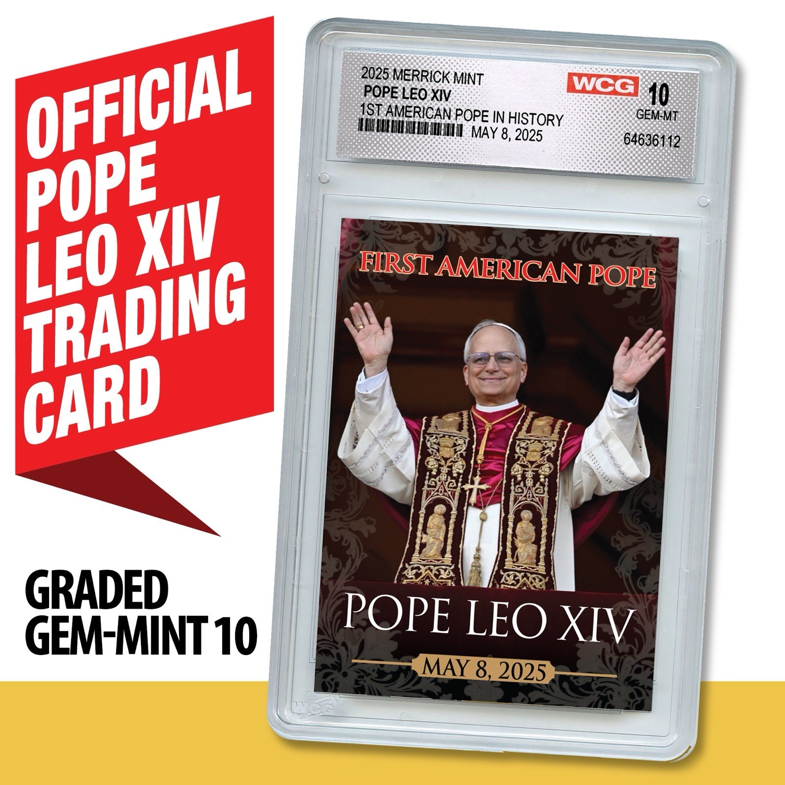1st American Pope In History POPE LEO 2025 Official Trading Card Graded GEM 10
