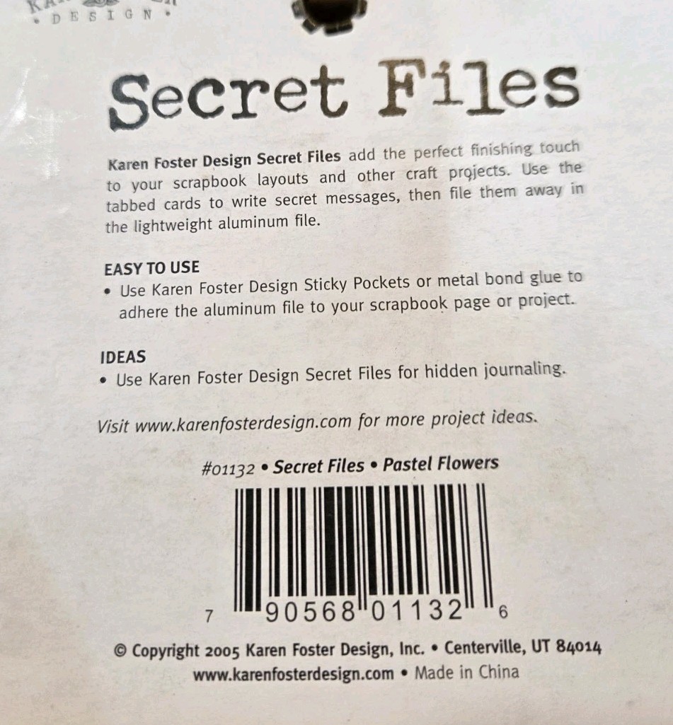 Karen Foster "Secret Files" lightweight aluminum file and tabbed Journaling