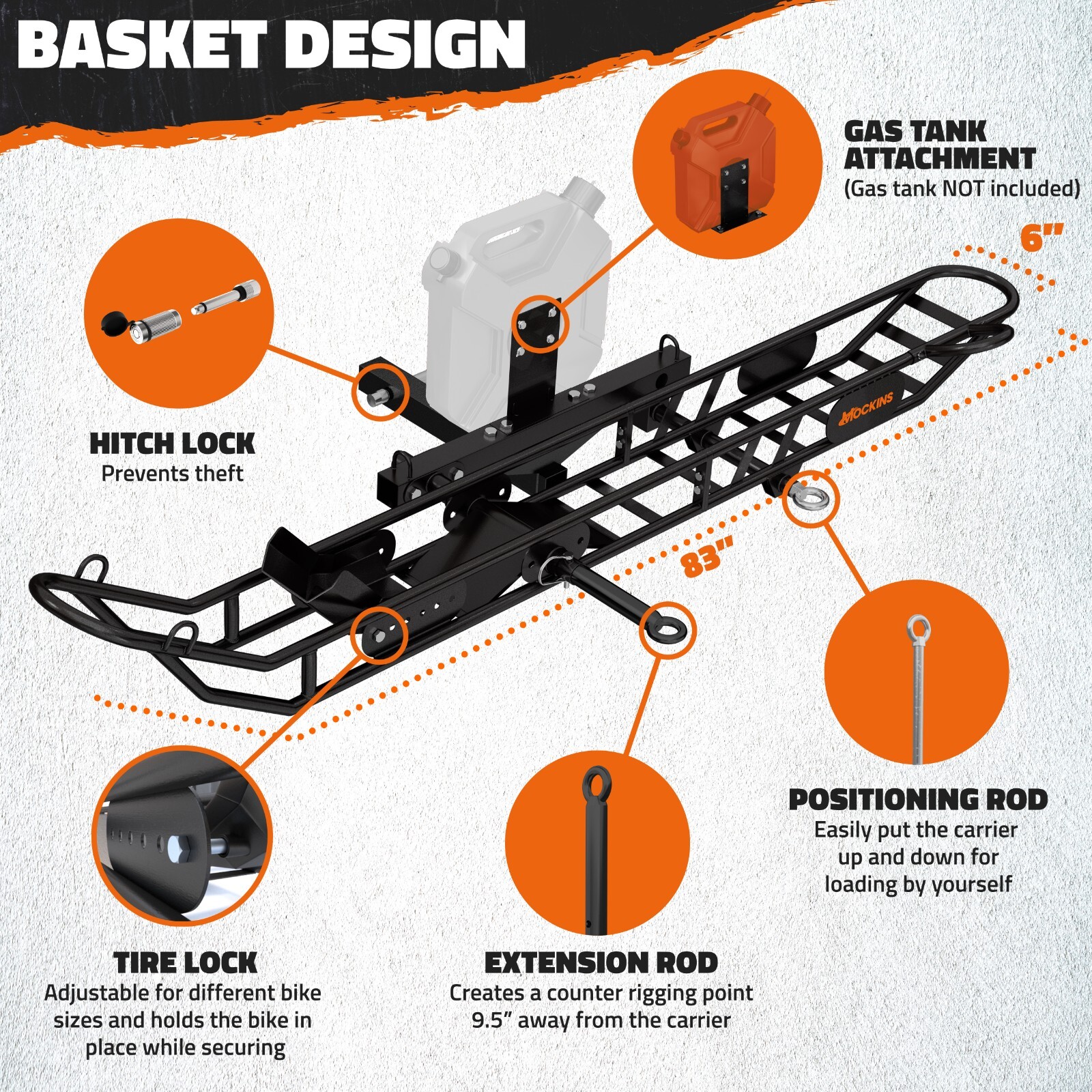 Mockins 500 lbs.Capacity Dirt Bike Hitch Hauler with Tilting Loading Ramp