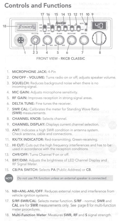 RoadKing 40 Channel Classic CB Radio - Large Digital Display Full 4 Watts Power