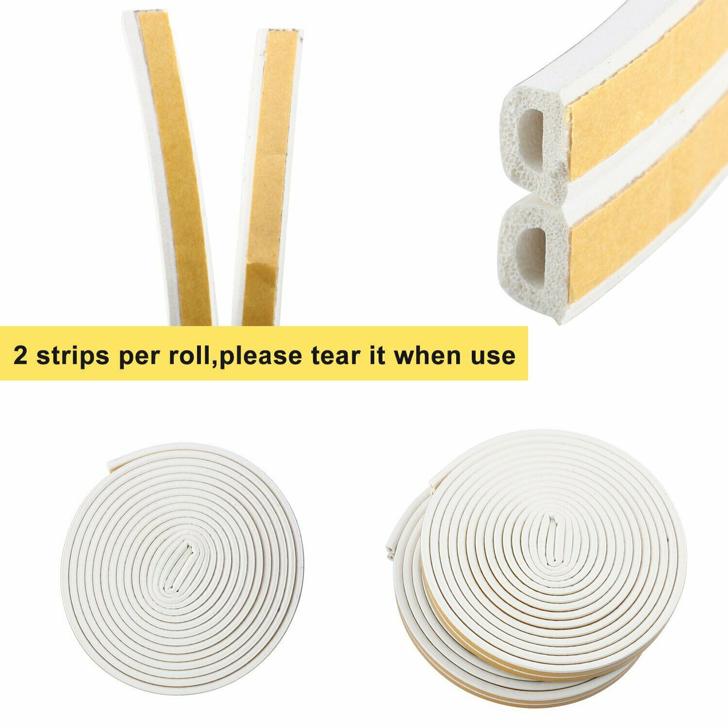 33ft Soundproof Weather Stripping Door Kit Self-Adhesive Rubber Door Seal Strip