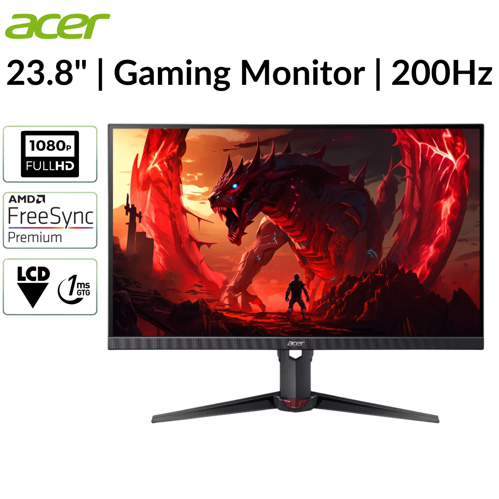 Acer Nitro XV240Y 23.8" Gaming Monitor 1920x1080 16:9 200Hz 0.5 ms Refurbished