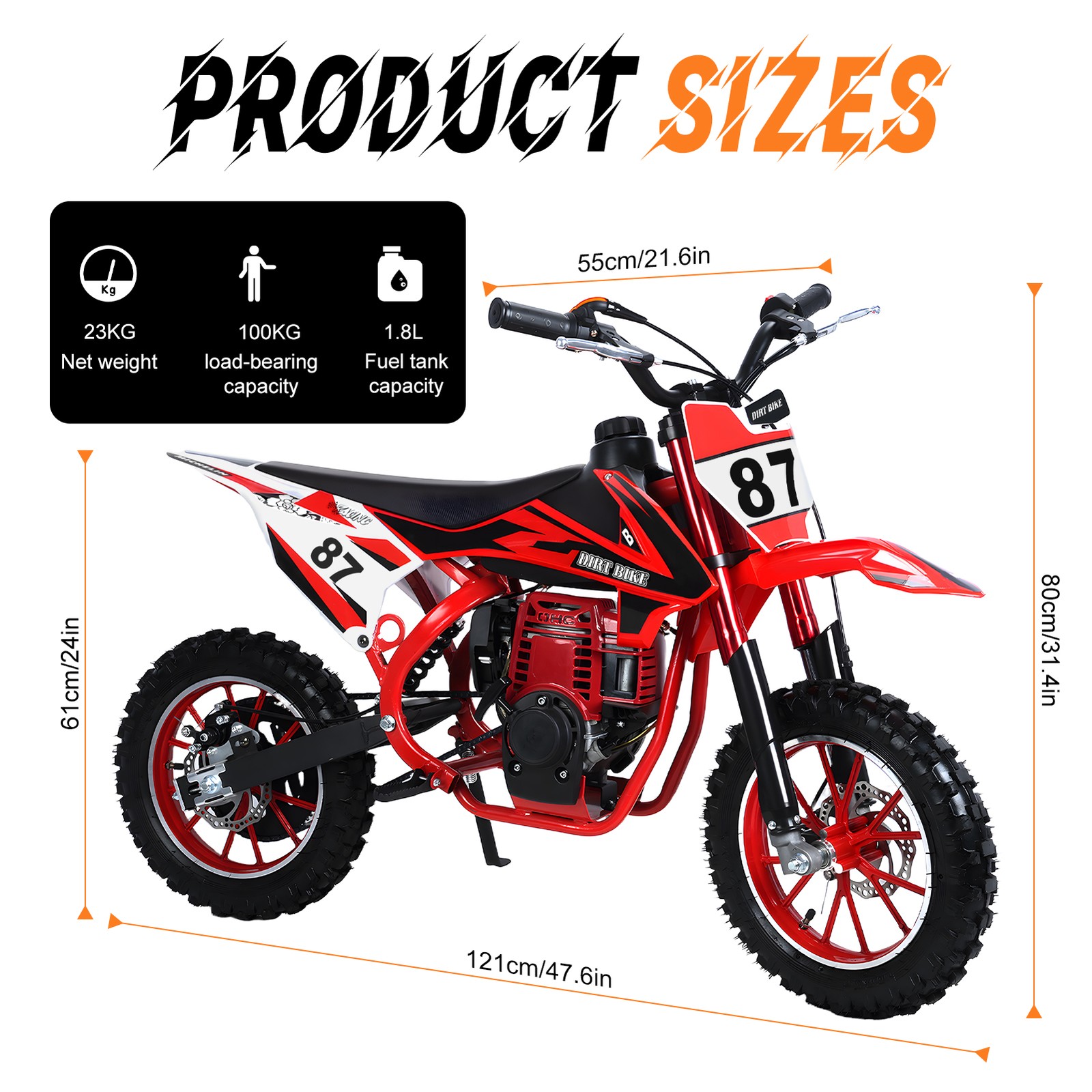 49cc 4-Stroke Kids Dirt Bike Gas-Powered Off-Road Motorcycle Mini Pocket Bike US