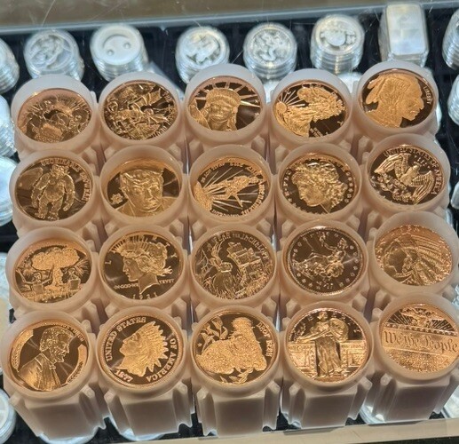 LOT OF 500 OZ Dealers Choice 1 OZ FINE COPPER ROUNDS - BULLION - FULL BOX OF 500