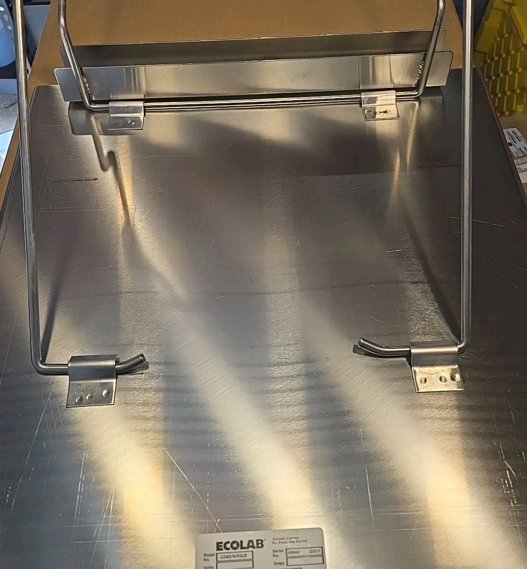 ECOLAB LOAD-N-FOLD 21" X 25" Stainless Steel Fold Down Wall Table Made in U.S.A.
