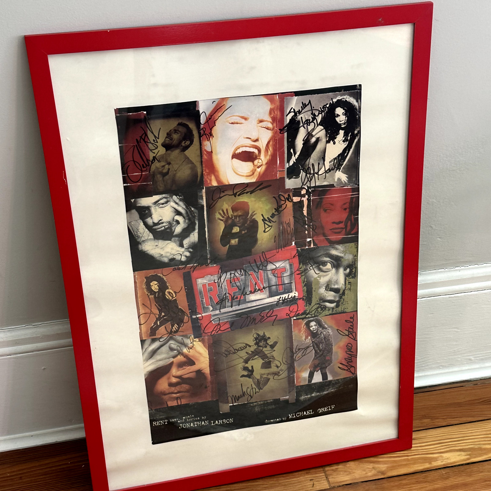 RENT Cast Signed Broadway Poster Window Card - Collectible