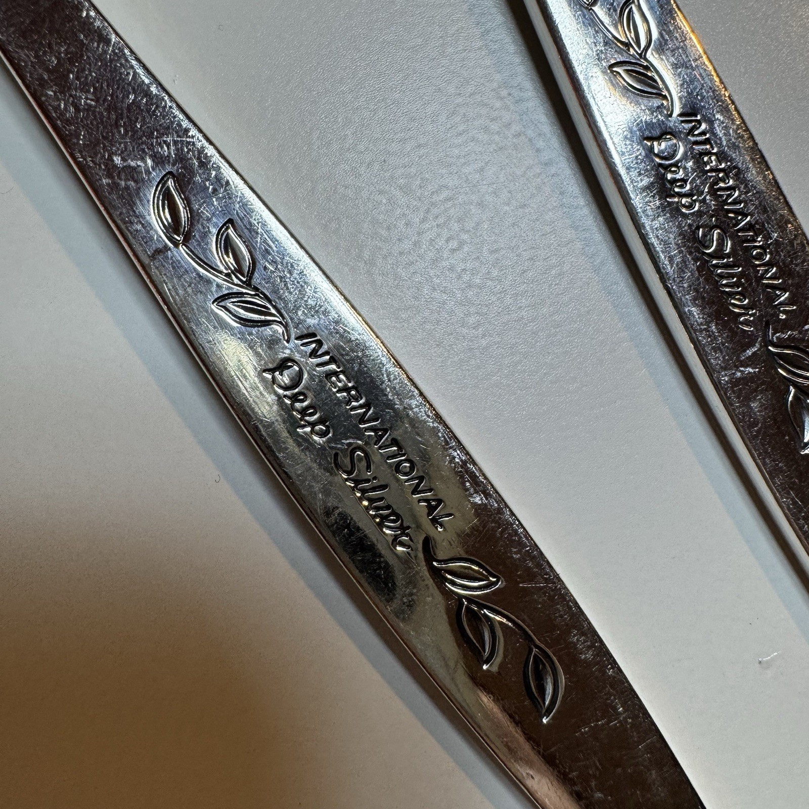 Set of 6 International Deep Silver Silverplate 1966 ~ Laurel Mist Tablespoon