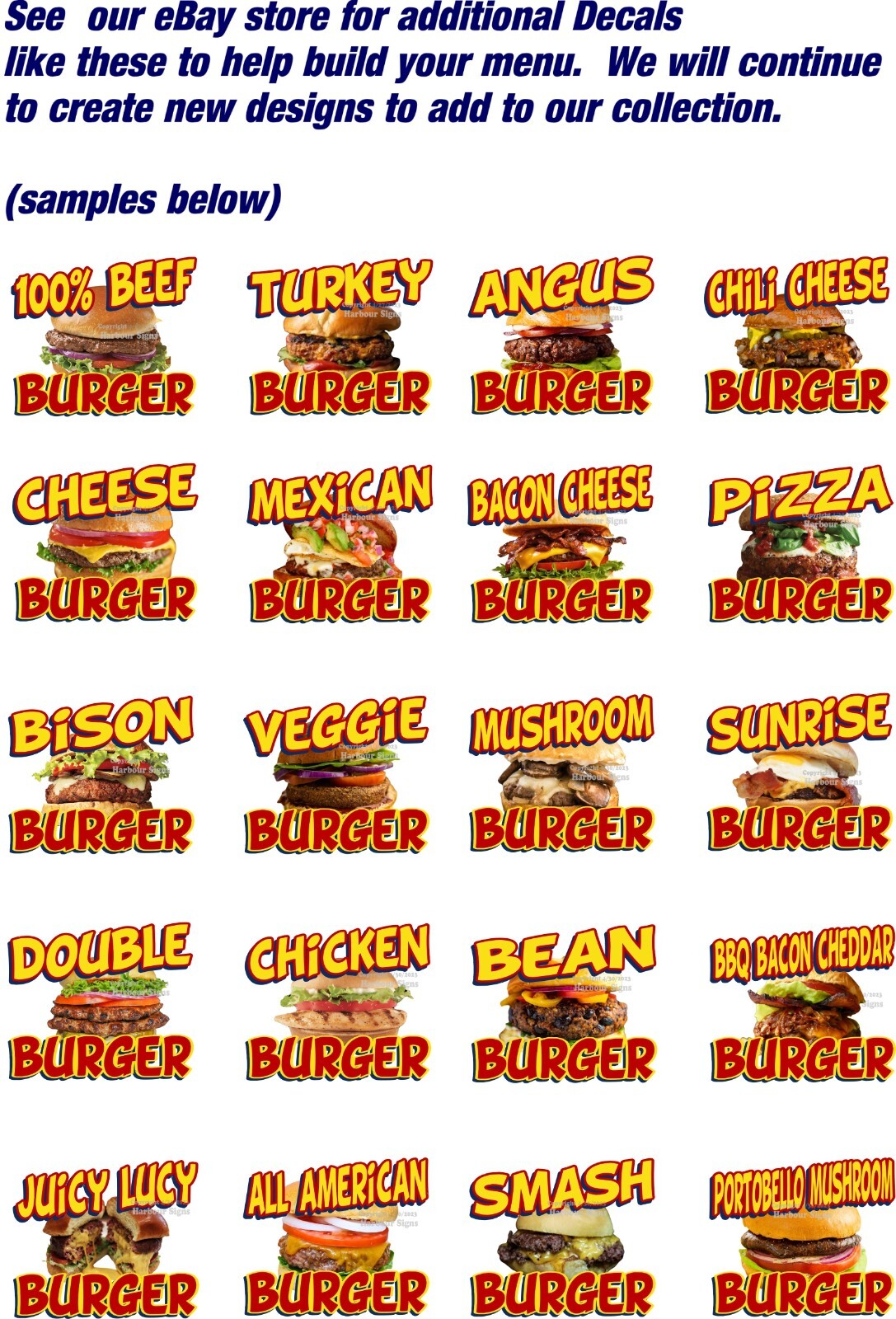 Turkey Burger DECAL B Food Truck Concession Sticker (Choose size)