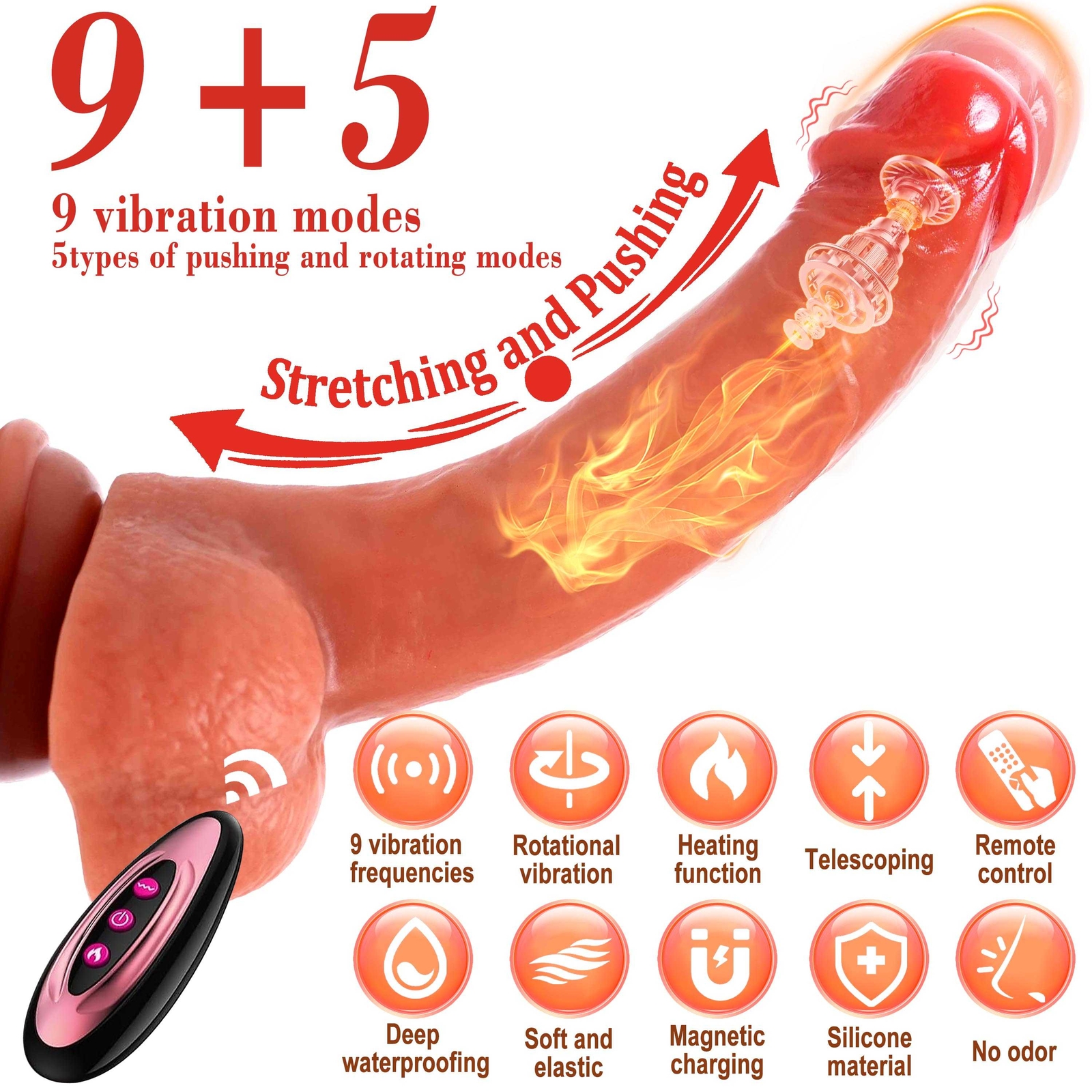 Thrusting Anal Butt Plug Dildo Vibrator Prostate Massager Sex Toys for Men Women