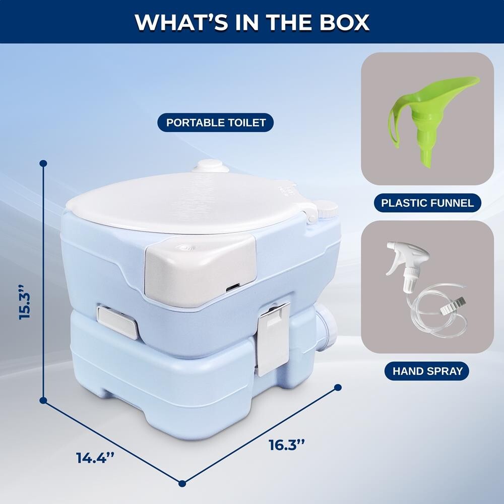 SereneLife 15 Liter Outdoor Portable Toilet w/ Extra Large Seat (Moonwhite)