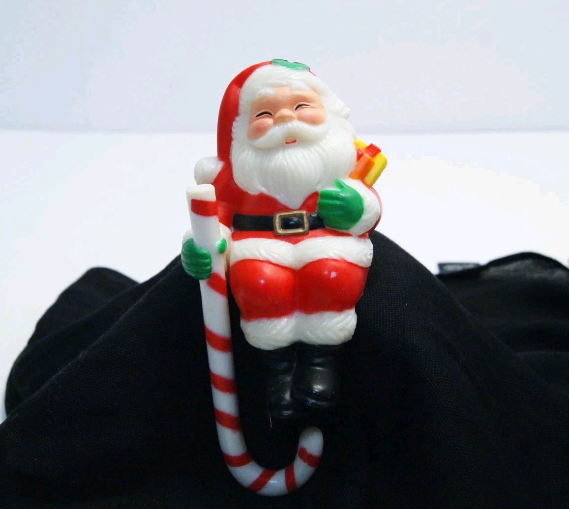 Vintage 1980s Plastic Holiday Stocking Hanger Set – Santa Snowman Reindeer READ