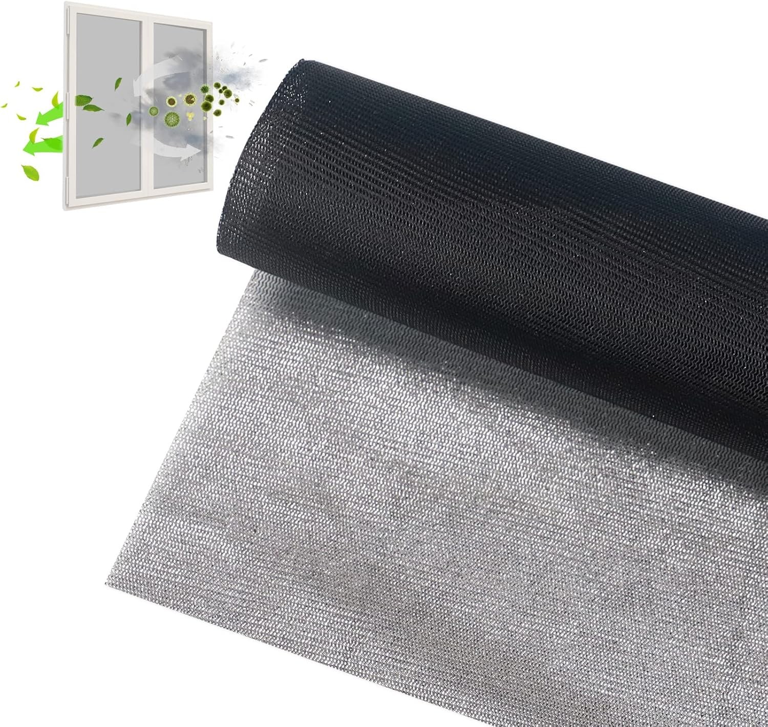 Solar Window Screen Mesh, Anti-UV Solar Screen Fabric Replacement 53" x 118", Ad