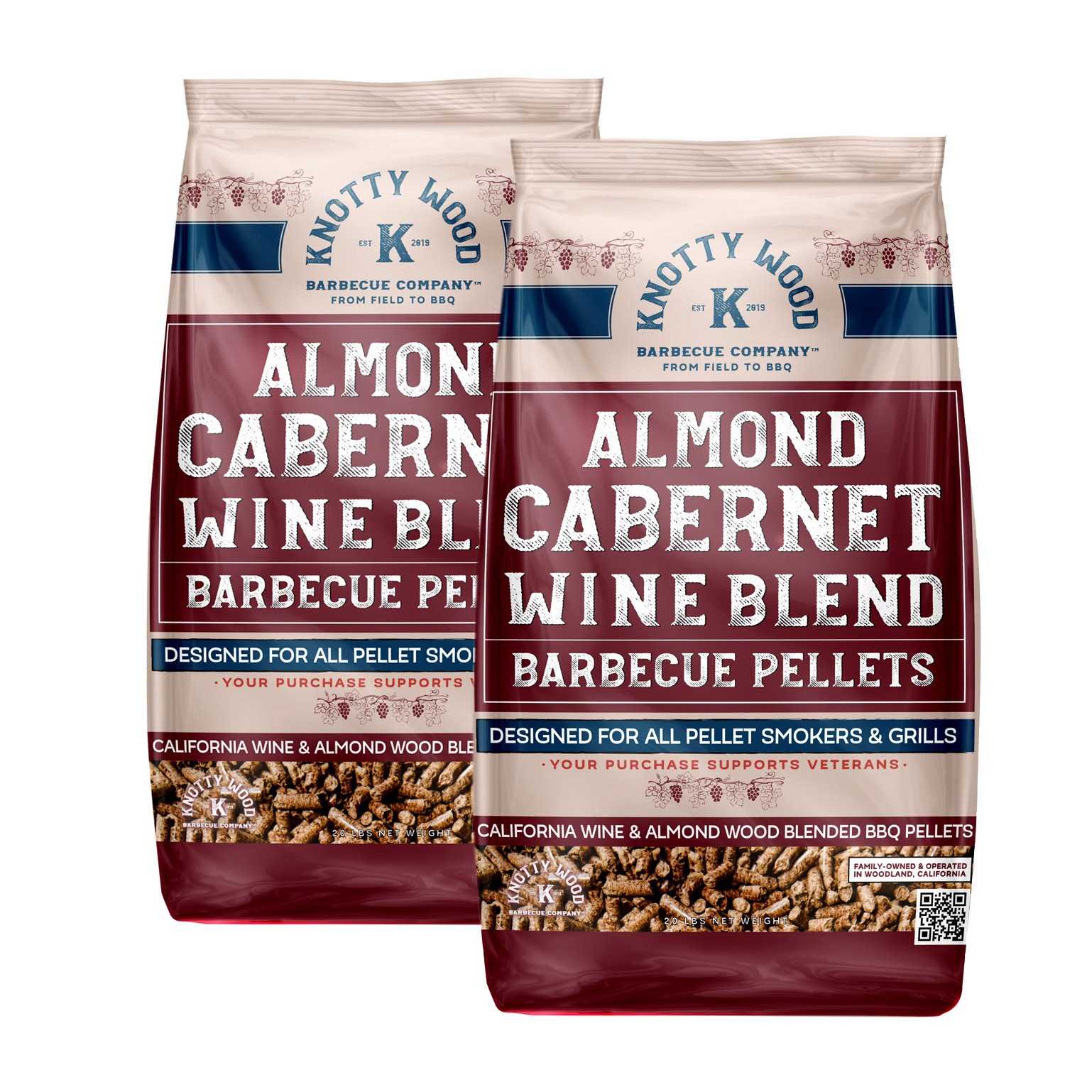 40lbs Almond Cabernet Cooking Pellets BBQ Smoker Red Wine Oak Blend 20# Bags