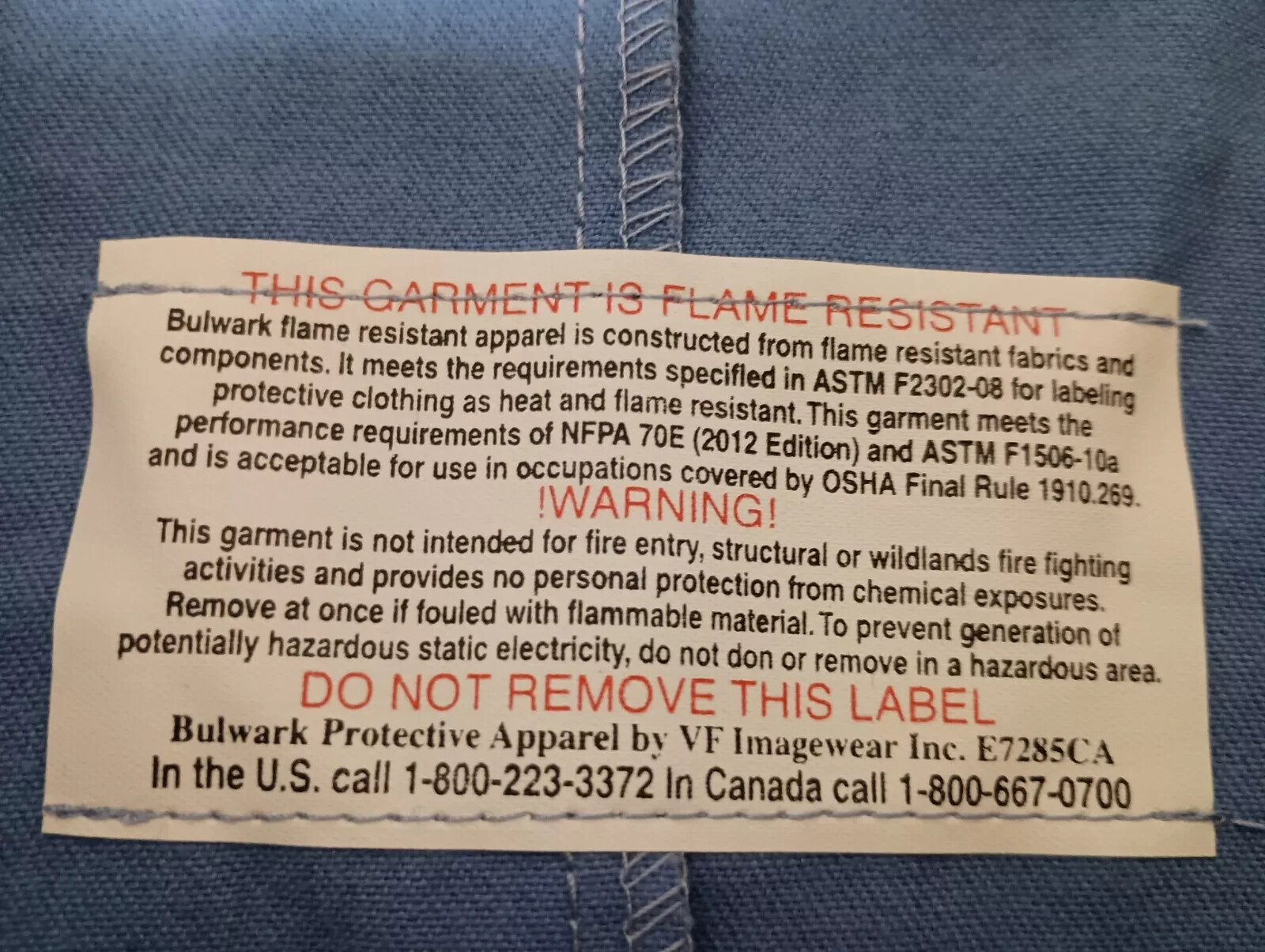 Bulwark FR Concealed Snap-Front Lab Coat Flame Resistant Blue NEW