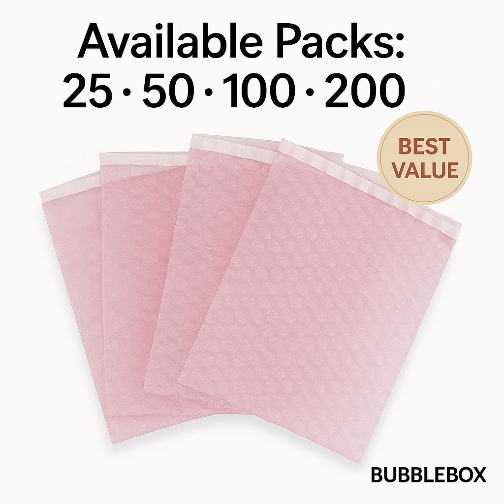 4x5.5 Anti-Static Bubble Out Pouches | Self Seal 3/16" Cushion Bags | Pink