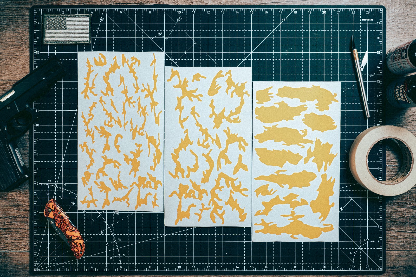 M81 Woodland Camo High Heat Vinyl Stencil Kit - 3x 11"x6" Sheets Cerakote