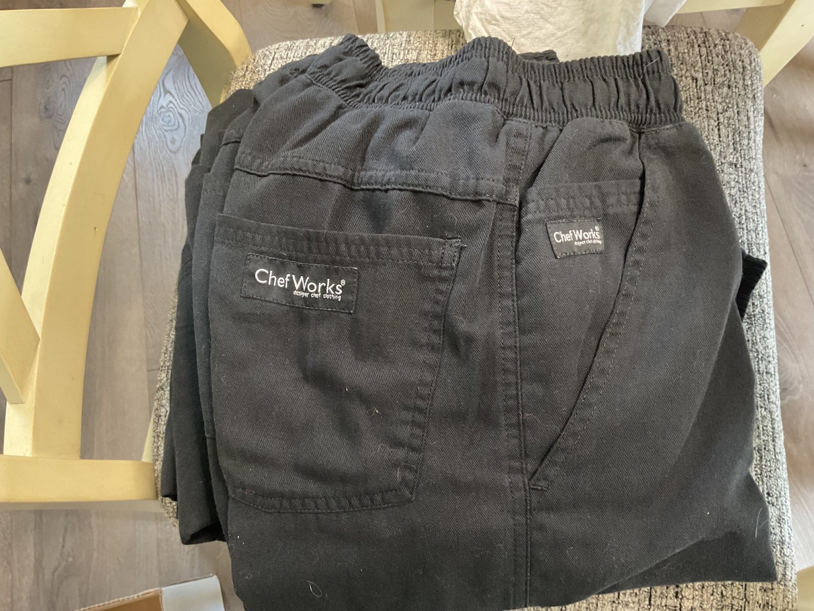 4 Pair Chef Works Pants Unisex XS 2 Back Pockets 28” Inseam Elastic Waist