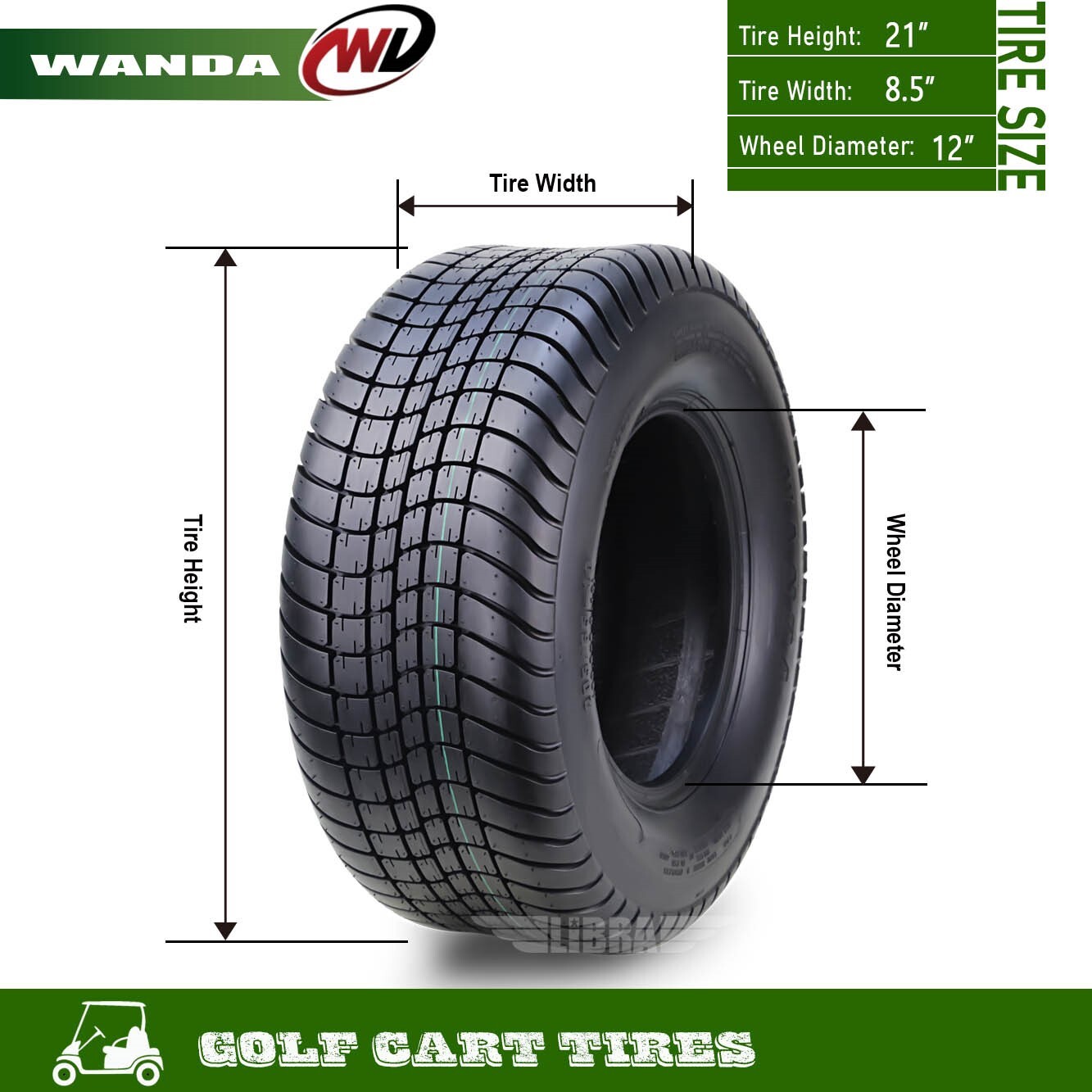 WANDA 215/50-12 Golf Cart ATV Tires 4 Ply 215/50x12 -Set 4 -14008