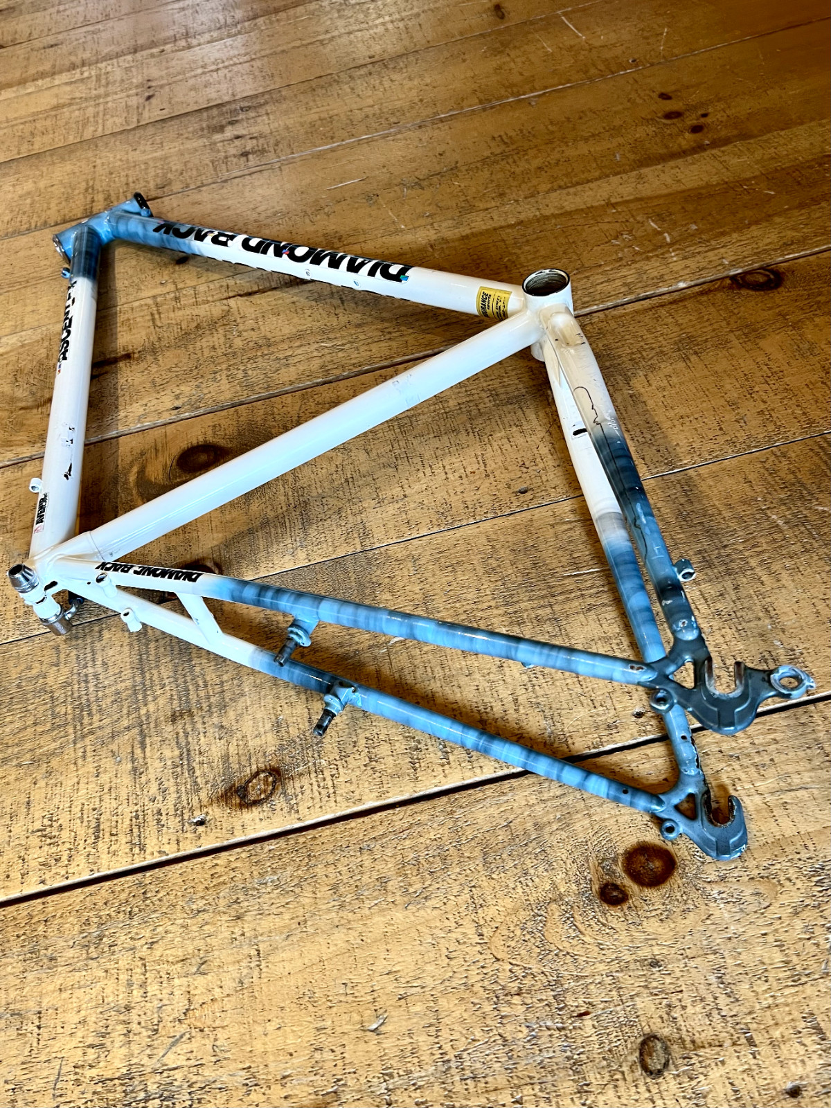 Vintage 90s Diamondback Ascent EX 19.5" Steel Mountain Bike Frame White Blue Mix