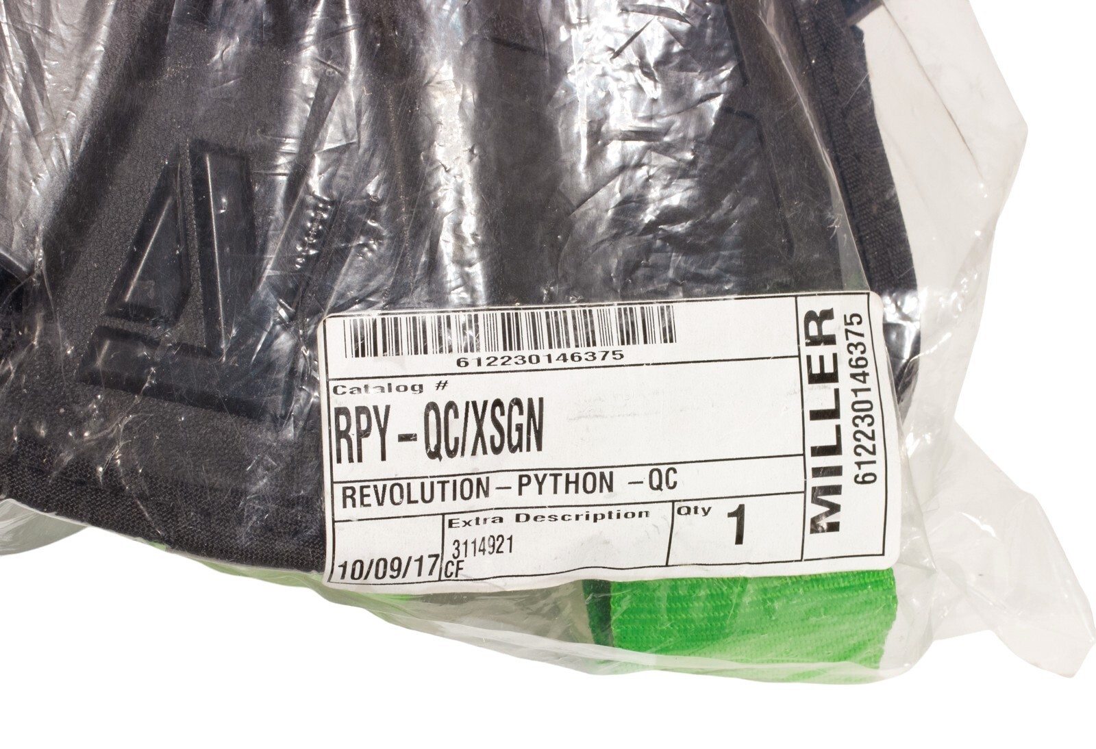 Miller Revolution Harness XS Green Python Webbing Quick Connect Leg Buckles