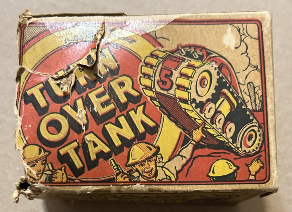1950's Mechanical SUPERMAN TURNOVER TANK Marx Tin Wind-Up w ORIGINAL BOX RARE