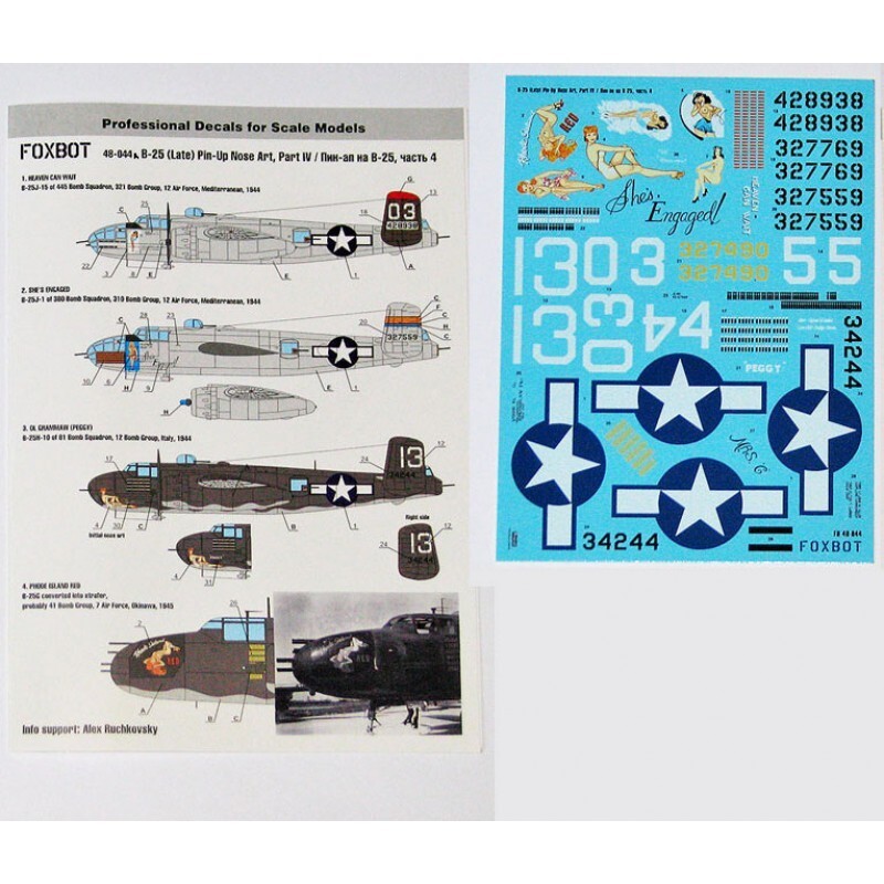 Decals North American B-25G/H/J Mitchell Late Part IV FOXBOT 48-044A Scale 1:48