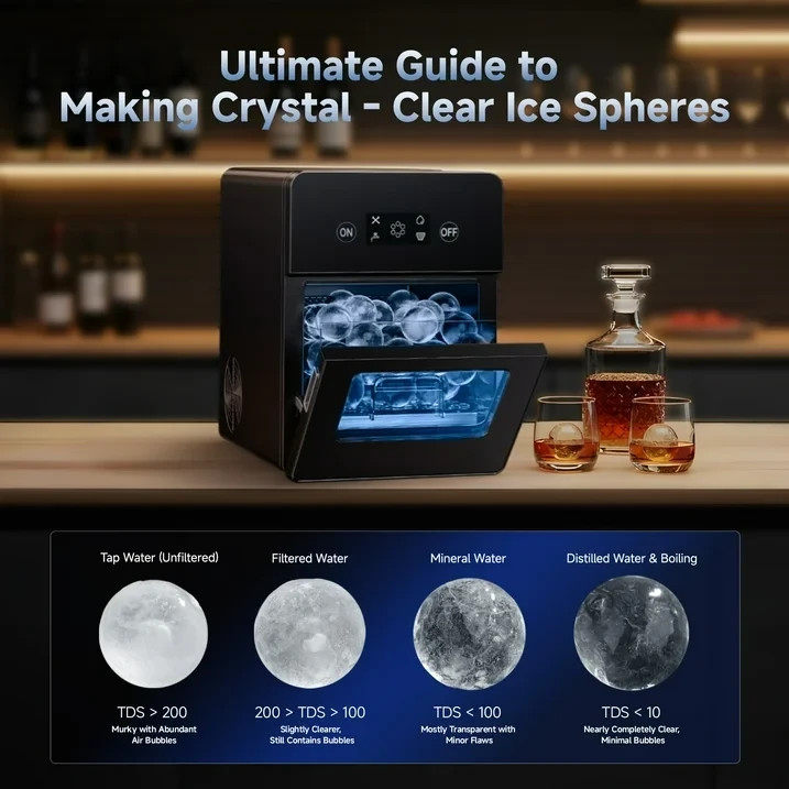 Simzlife Sphere Ice Maker,10 pcs/Hour, 150 pcs/Day,Clear Ice Ball Maker with Enh