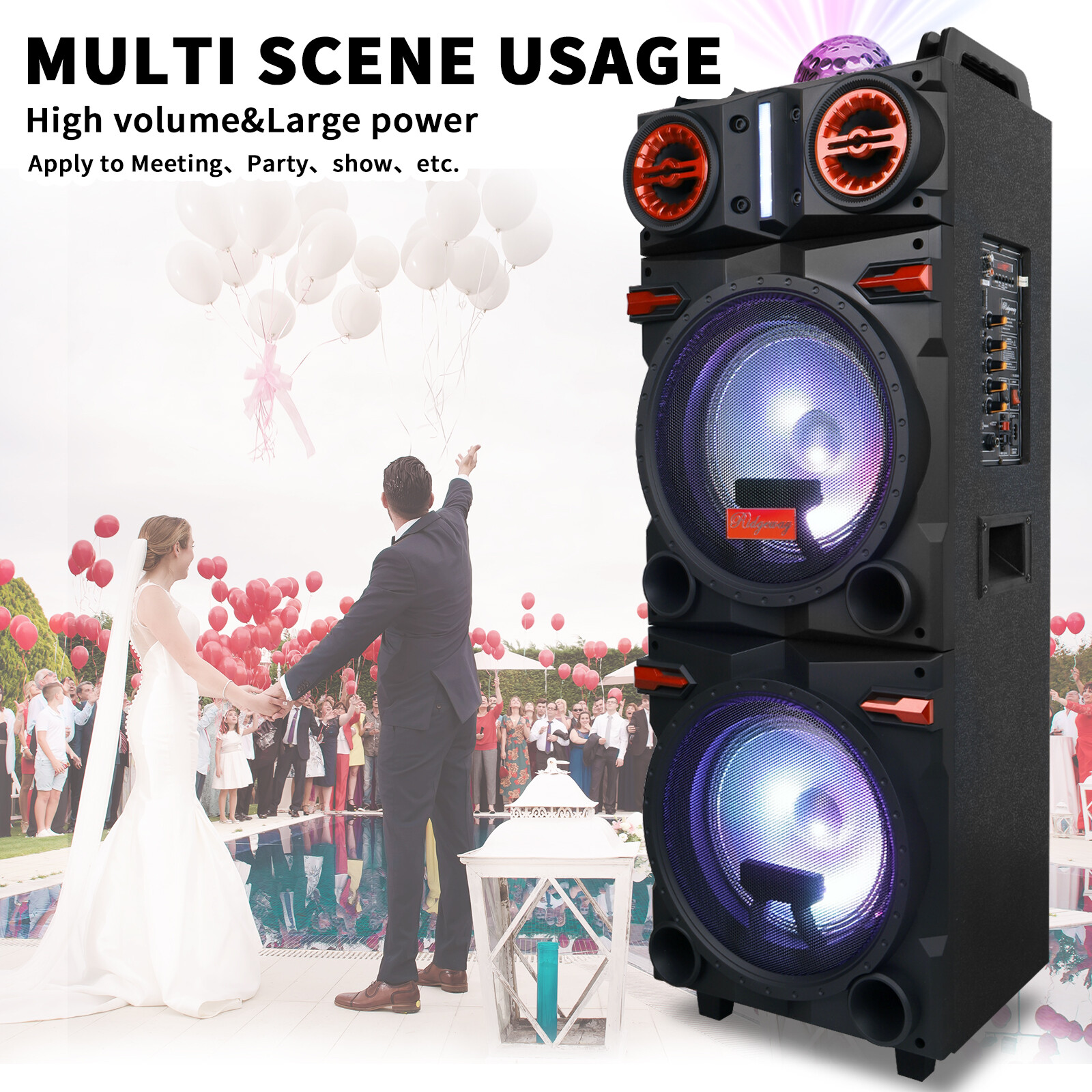 9000W Dual 10" Woofer Bluetooth Party Speaker - Rechargeable FM Karaoke DJ AUX